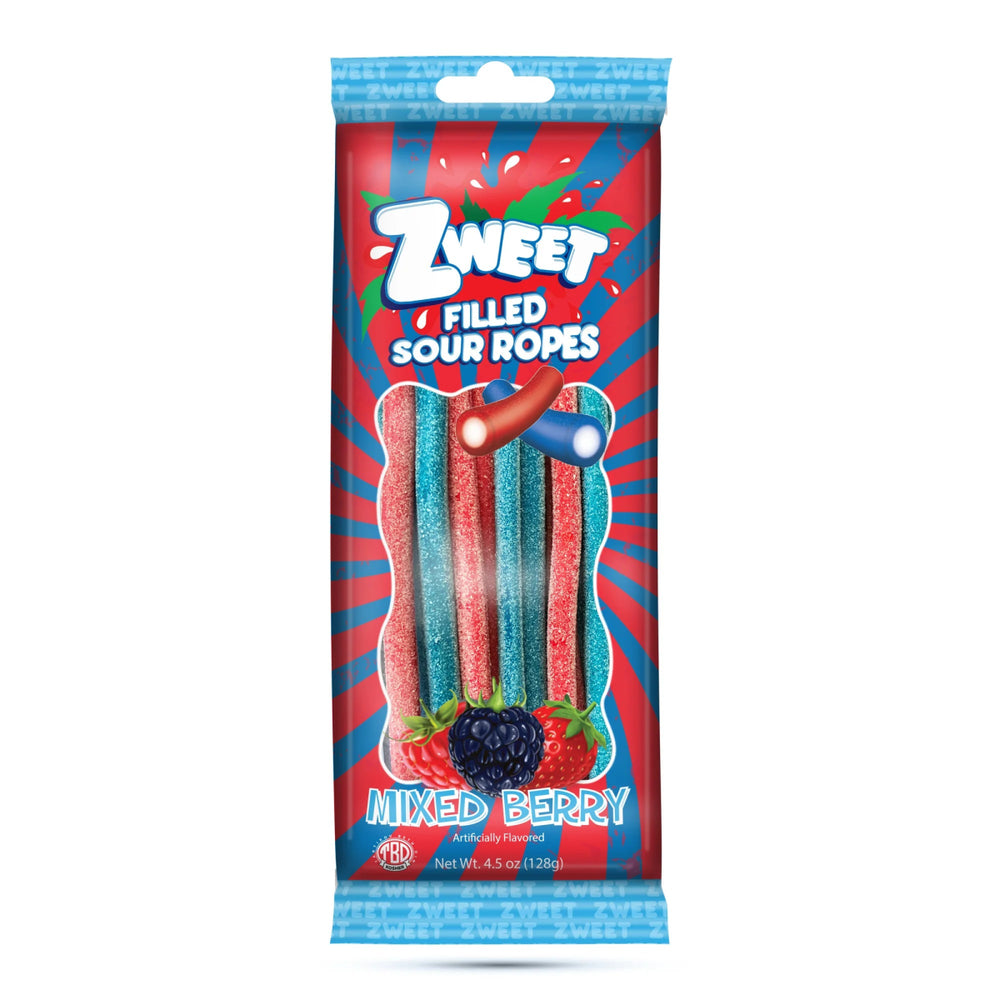 Zweet Sour Filled Ropes Mixed Berry 128g - Candy Mail UK