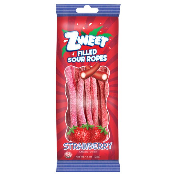 Zweet Sour Filled Ropes Strawberry 128g - Candy Mail UK