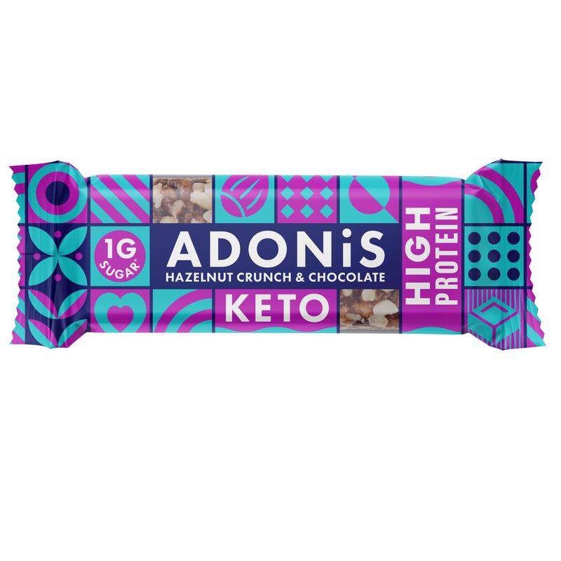 Adonis Protein Keto Bar Hazelnut Crunch and Cocoa 45g Best Before 29th March 2022 - Candy Mail UK