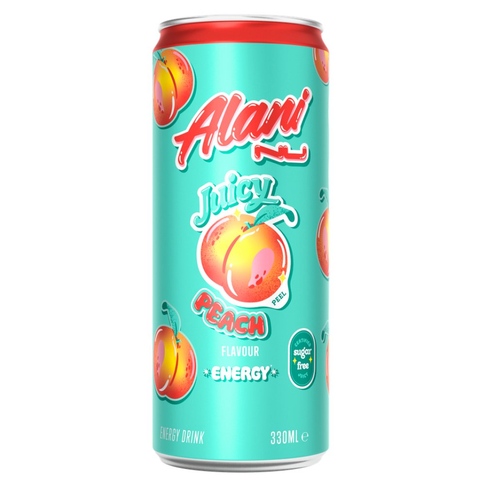 Alani Juicy Peach Energy Drink 330ml - Candy Mail UK