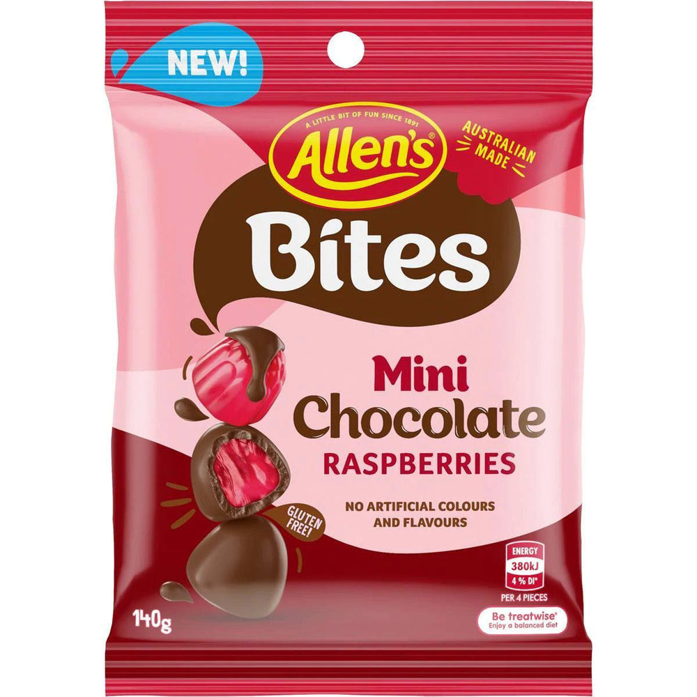Allen's Bites Choc Raspberries 140g - Candy Mail UK