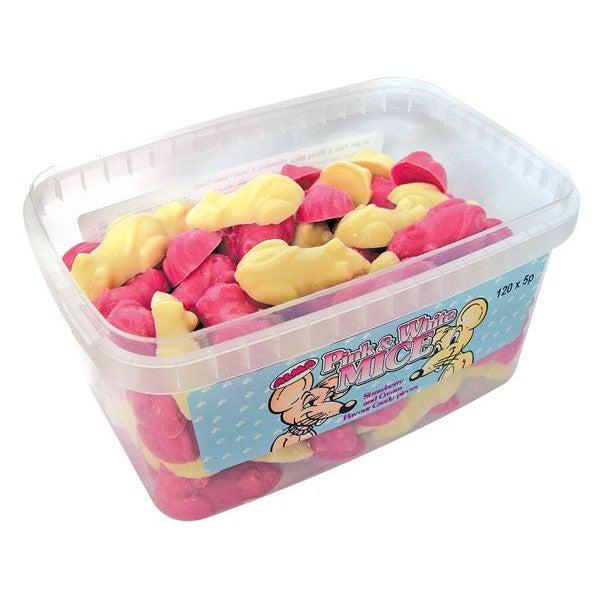 Alma Pink and White Mice Tub 720g - Candy Mail UK