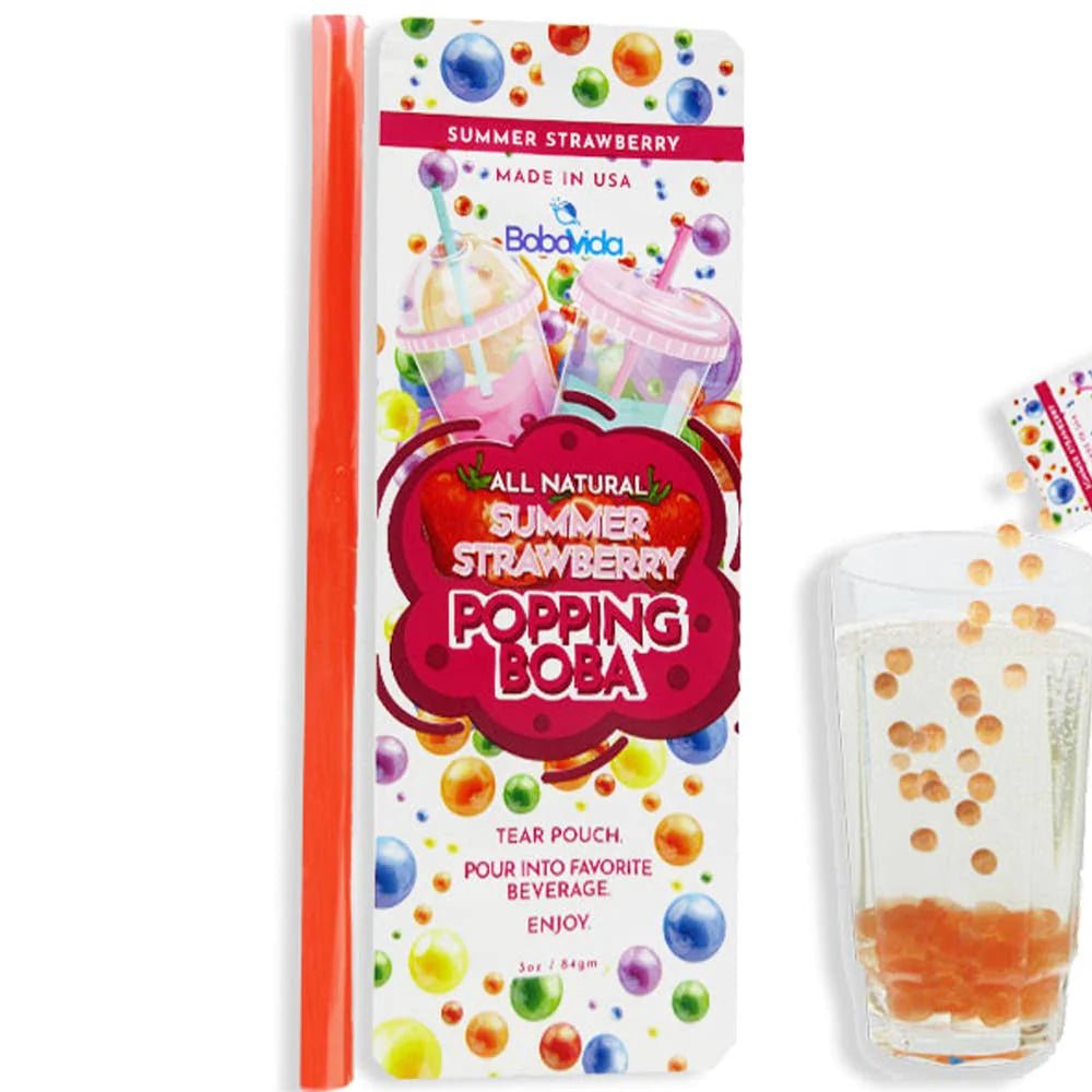 Boba Vida Summer Strawberry Popping Boba 84g - Candy Mail UK