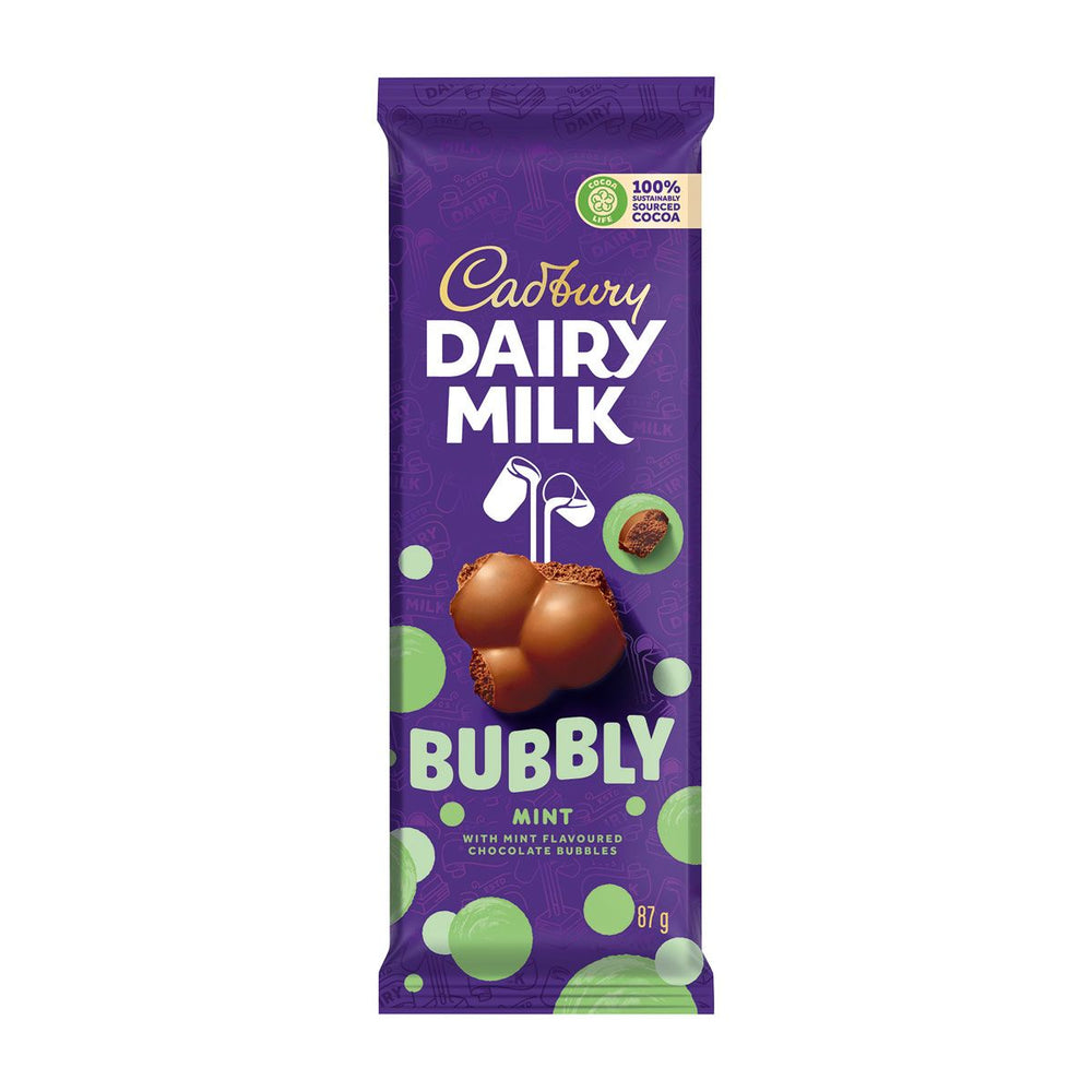 Cadbury's Dairy Milk Bubbly Mint 87g Best Before 21st January 2023 - Candy Mail UK