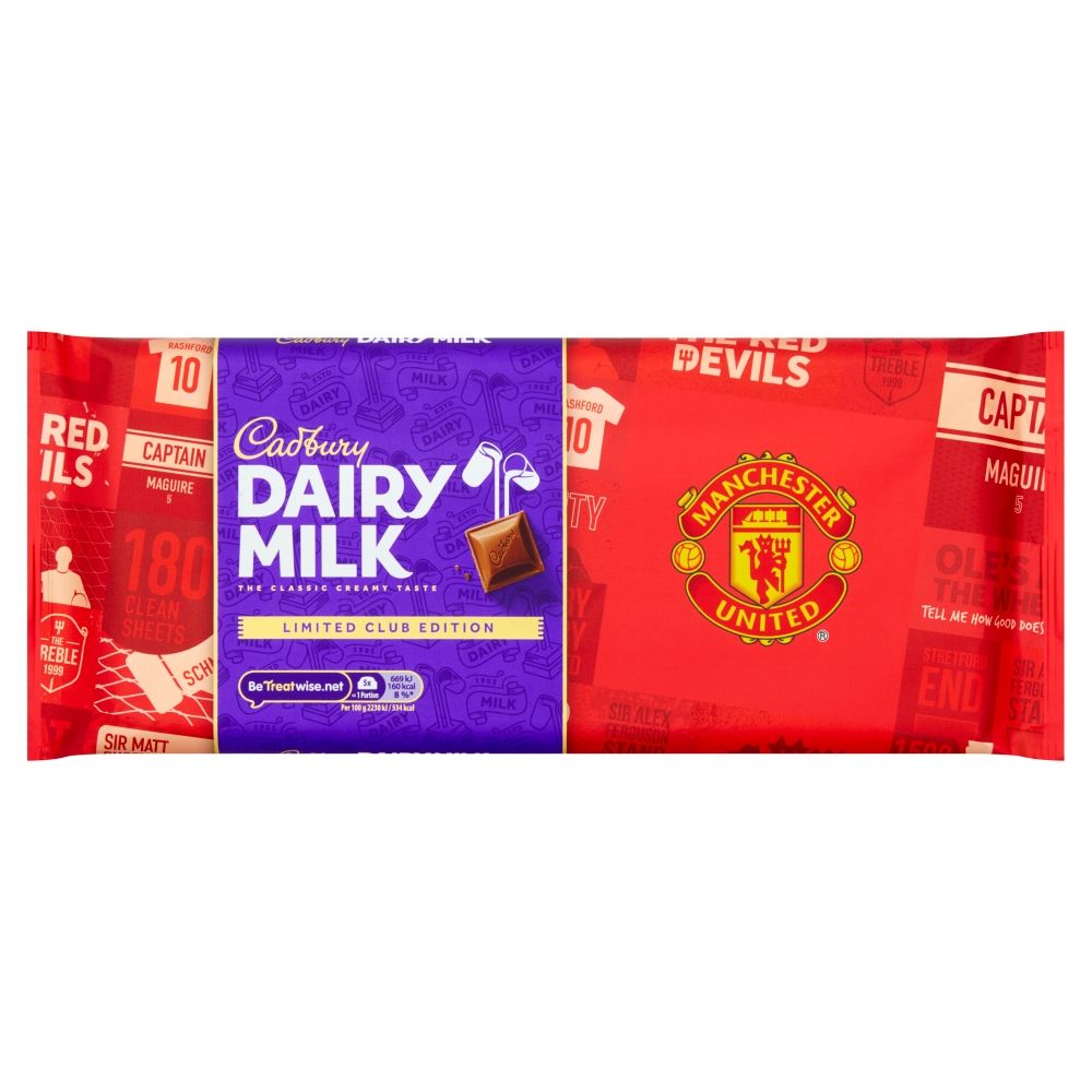 Cadbury's Dairy Milk Limited Edition Manchester United Bar 360g (Broke