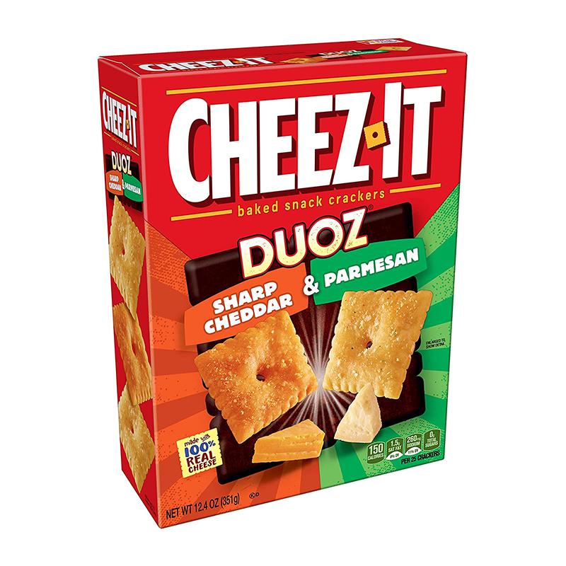 Cheez It Duoz Sharp Cheddar and Parmesan 351g Best Before November 2021 - Candy Mail UK