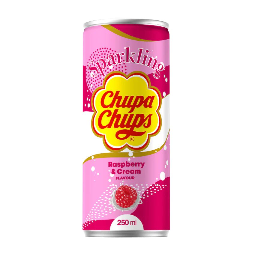 Chupa Chups Raspberry and Cream Slim Can 250ml - Candy Mail UK