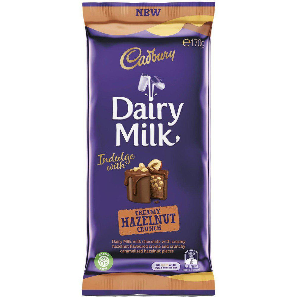 Dairy Milk Creamy Hazelnut Crunch (Australian) 180g - Candy Mail UK