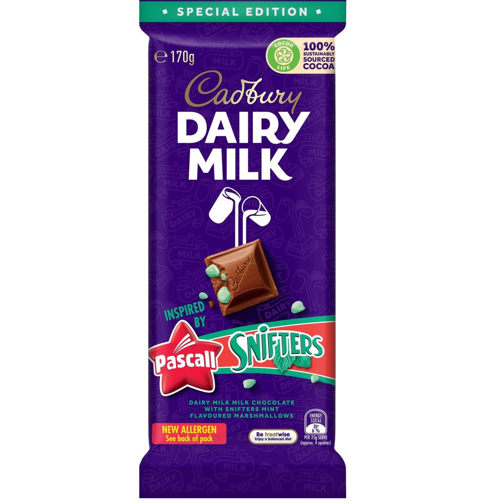 Dairy Milk with Pascall Snifters (Australian) 170g (BBE 30/12/21) - Candy Mail UK