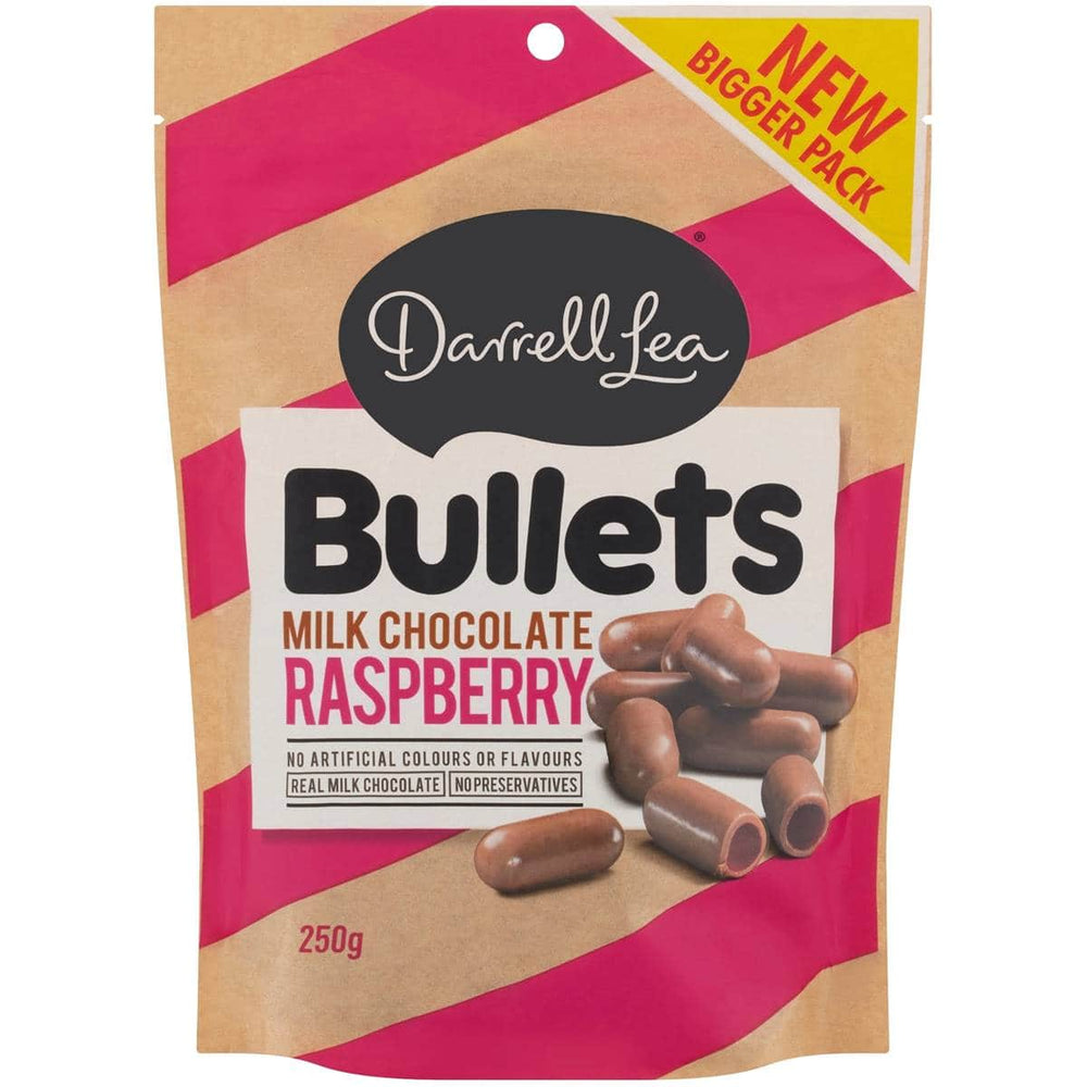 Darryl Lea Raspberry Milk Chocolate Bullets 250g - Candy Mail UK