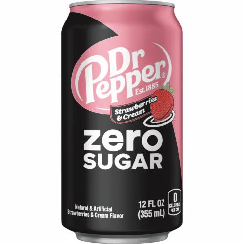 Dr Pepper Strawberries and Cream Zero Sugar 355ml - Candy Mail UK