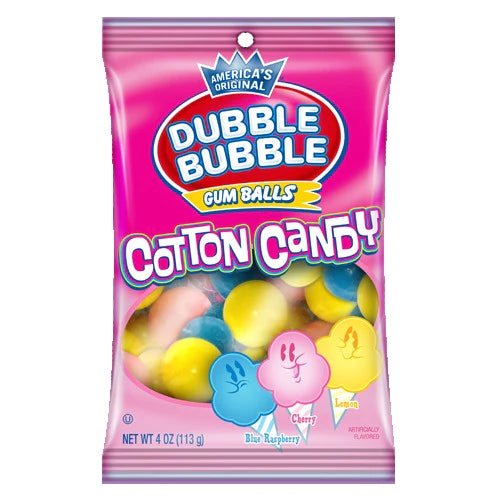 Dubble Bubble Cotton Candy Gum Balls Peg Bag 113g - Candy Mail UK