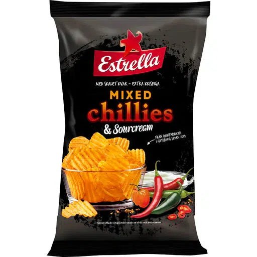 Estrella Chilli and Sour Cream Crisps (EU) 130g Best Before 29th July 2022 - Candy Mail UK
