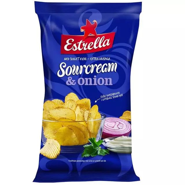 Estrella Sour Cream and Onion Crisps (EU) 130g - Candy Mail UK