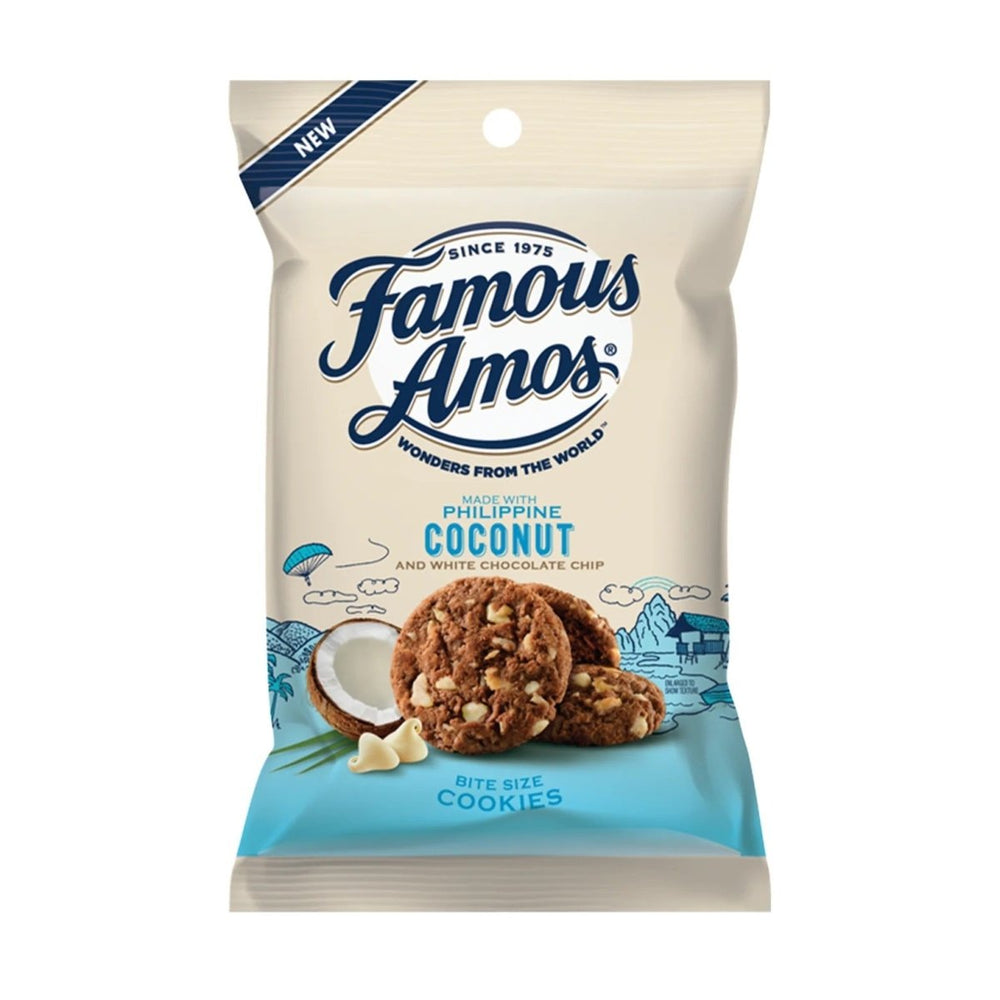 Famous Amos White Chocolate and Coconut Bite Size Cookies 28g - Candy Mail UK