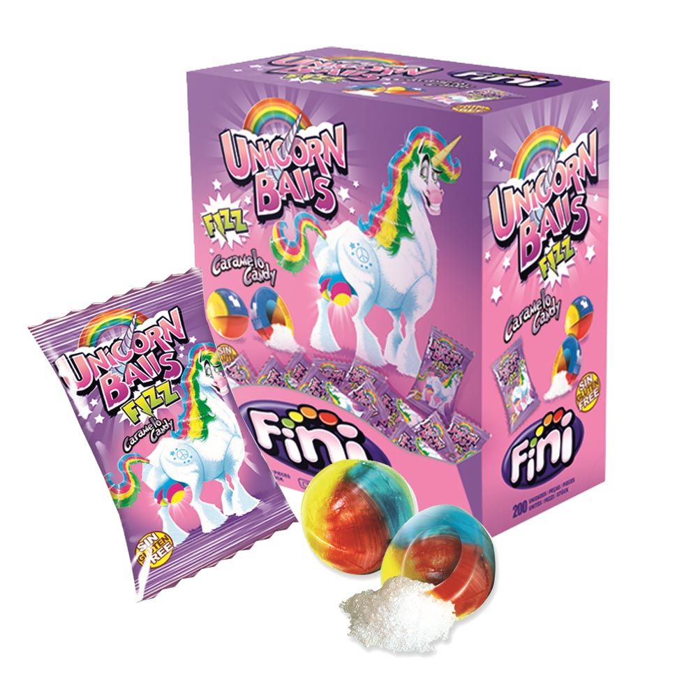 Fini Unicorn Balls Bubblegum 4 pieces - Candy Mail UK