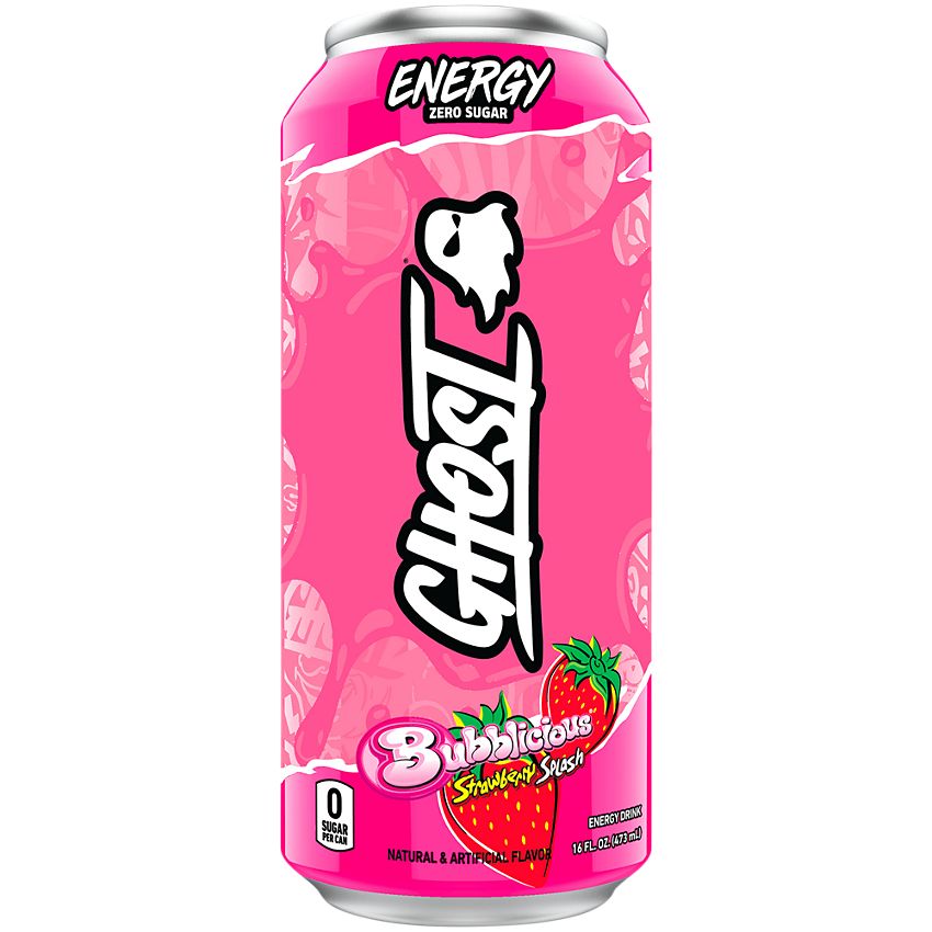 Ghost Energy Bubblicious Strawberry Splash 473ml - Candy Mail UK
