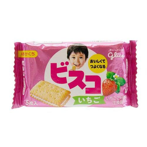 Glico Bisuko Strawberry Sandwich Biscuits 20g - Candy Mail UK