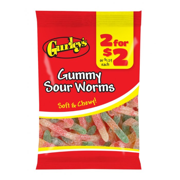 Gurley's Gummy Sour Worms 78g - Candy Mail UK