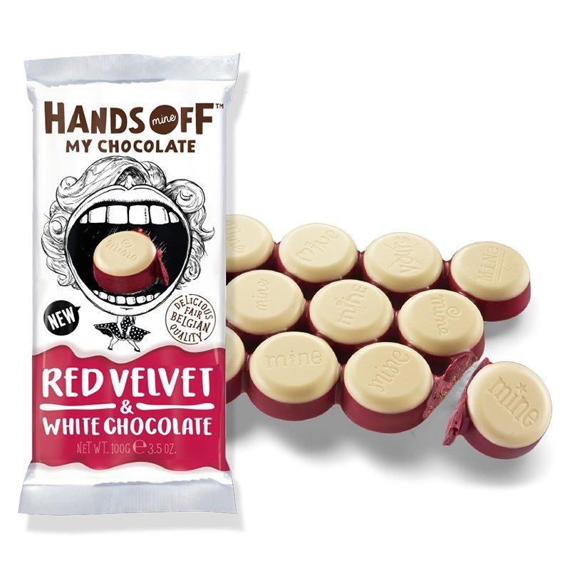 Hand's Off My Chocolate Red Velvet and White Chocolate 100g ( Broken Chocolate) - Candy Mail UK