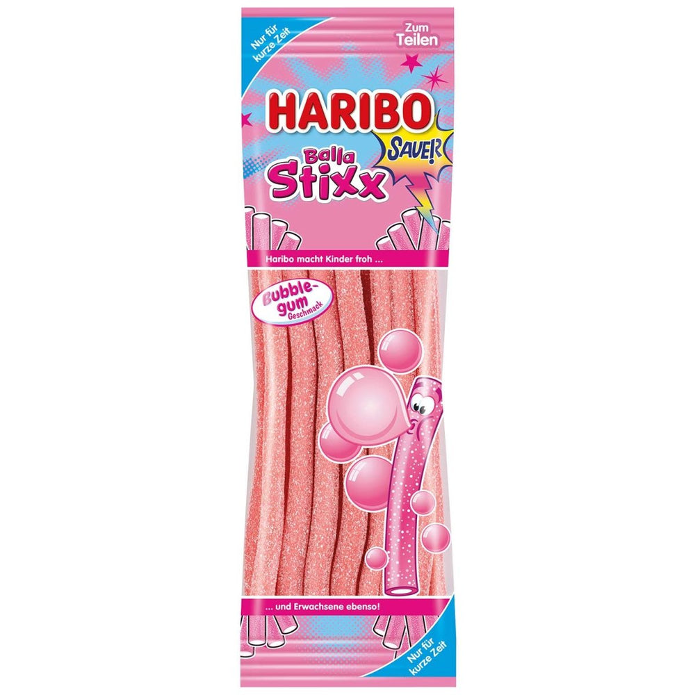 Haribo Bala Stixx Bubblegum Sour (Germany) 200g - Candy Mail UK