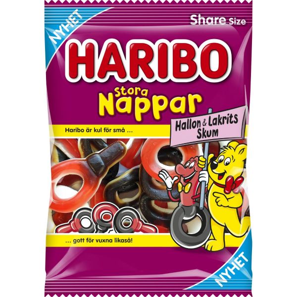 Haribo Big Pacifiers Raspberry and Liquorice Foam (Sweden) 170g - Candy Mail UK