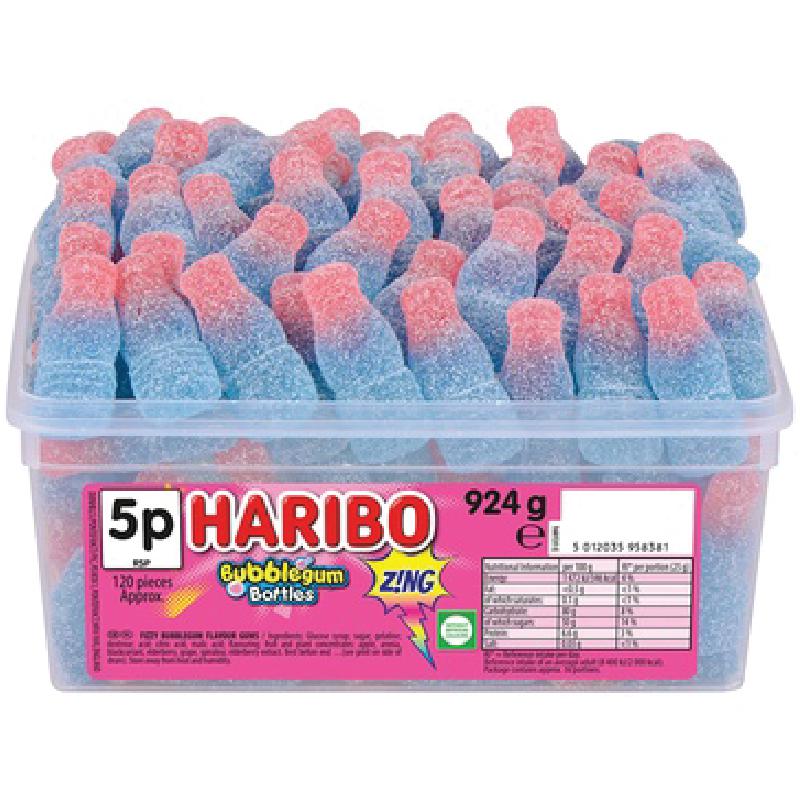 Haribo Bubblegum Bottles ZING Tub 924g - Candy Mail UK