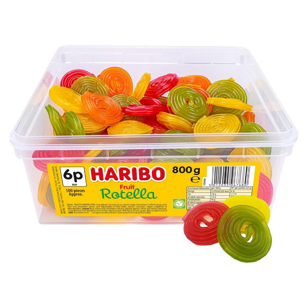 Haribo Fruit Rotella Tub 800g - Candy Mail UK