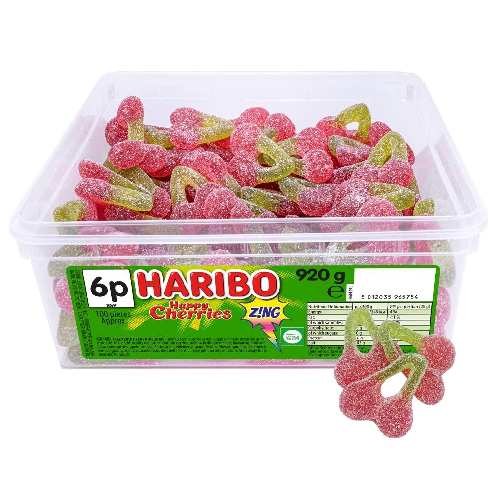 Haribo Happy Cherry Zings Tub 920g - Candy Mail UK