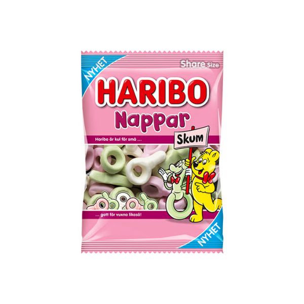 Haribo Pacifiers Pink, White and Green Foam (Sweden) 120g - Candy Mail UK