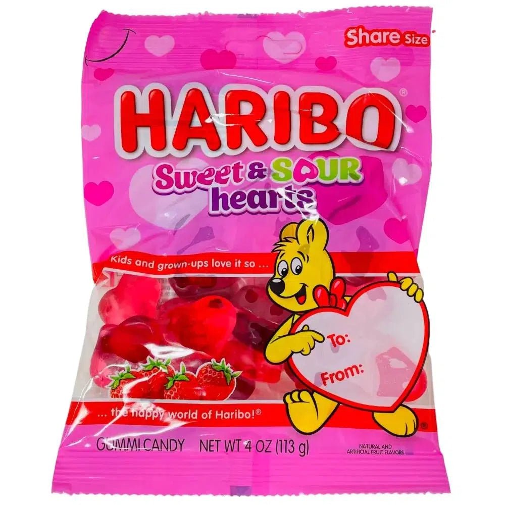 Haribo Sweet and Sour Hearts (USA) 113g Best Before November 2022 - Candy Mail UK