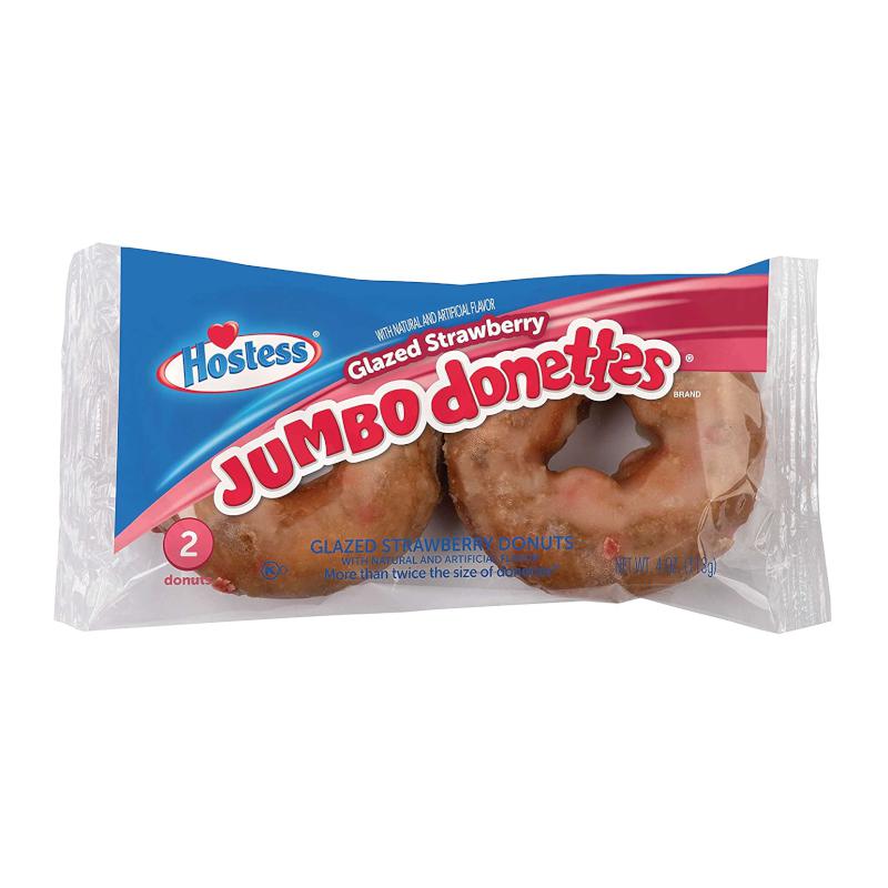 Hostess Glazed Strawberry Jumbo Donettes 2 Pack 113g - Candy Mail UK