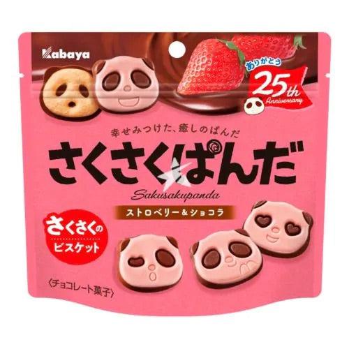 Kabaya Saku-Saku Panda Strawberry and Chocolate 47g - Candy Mail UK