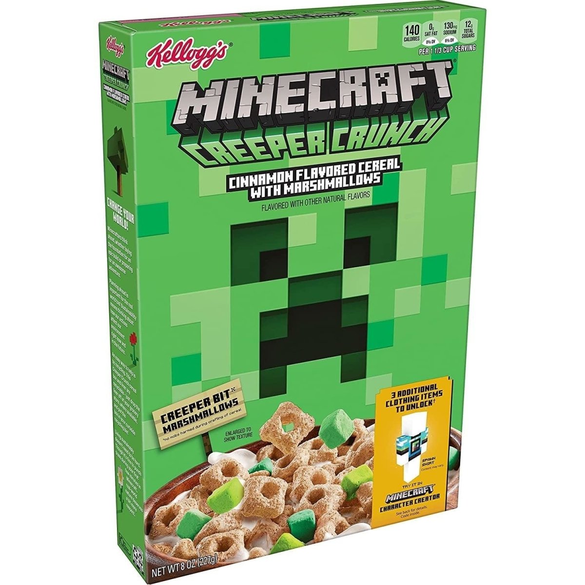 Kellogg's Minecraft Creeper Crunch Cereal (Canada) 227g - Candy Mail UK