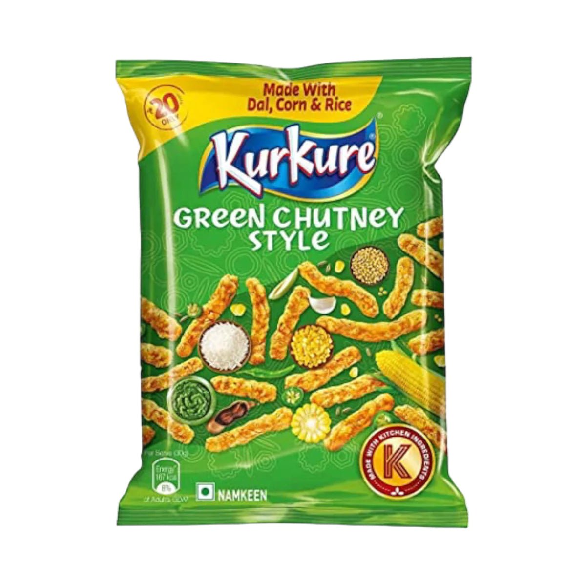 KurKure Green Chutney Style Flavour Crisps (India) 85g - Candy Mail UK