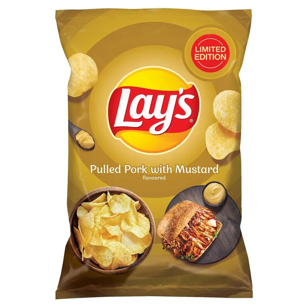 Lay's Pulled Pork with Mustard Flavoured Crisps 140g Best Before 19th June 2022 - Candy Mail UK