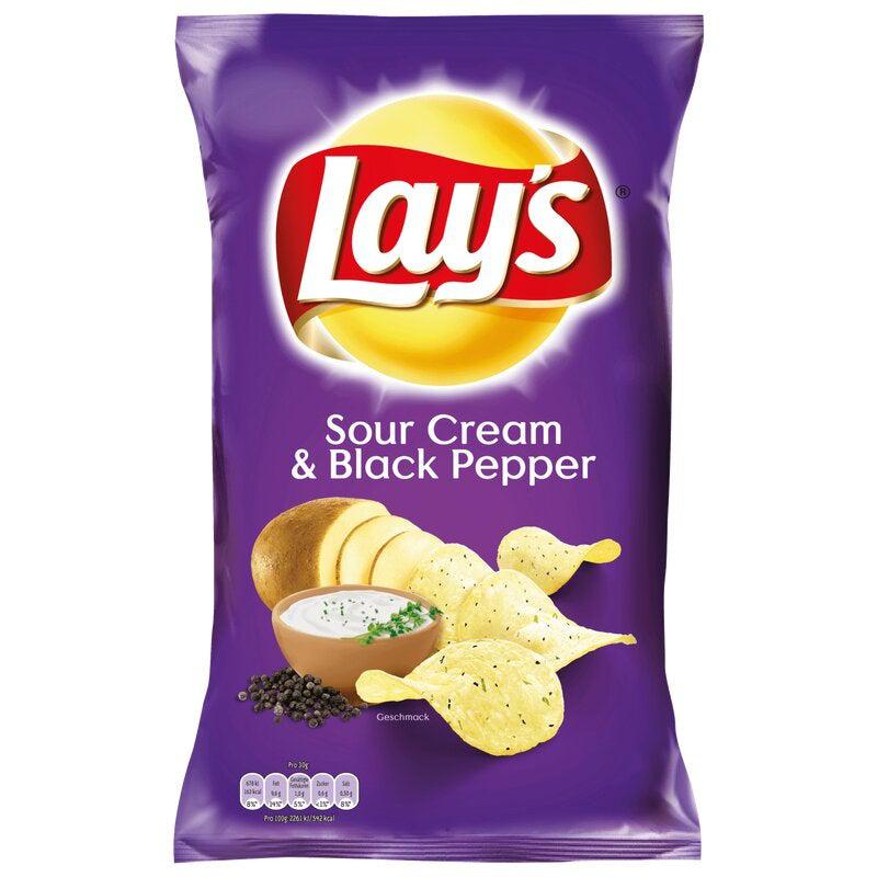 Lays Sour Cream and Black Pepper (Germany)150g - Candy Mail UK