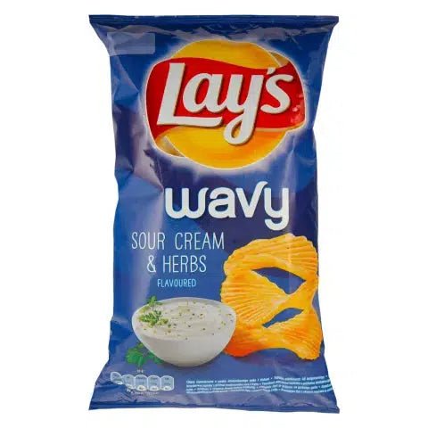 Lay's Wavy Sour Cream and Herbs Crisps 130g - Candy Mail UK