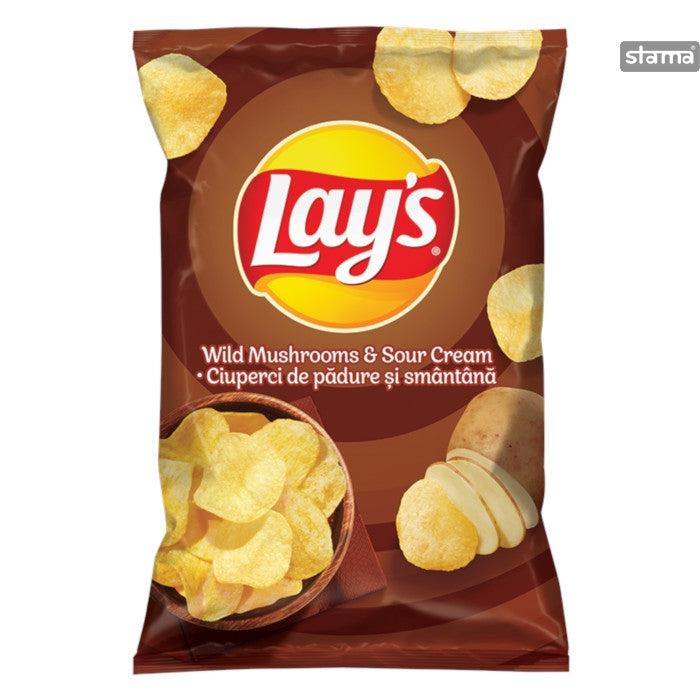 Lay's Wild Mushroom and Sour Cream Flavour Crisps (EU) 140g - Candy Mail UK