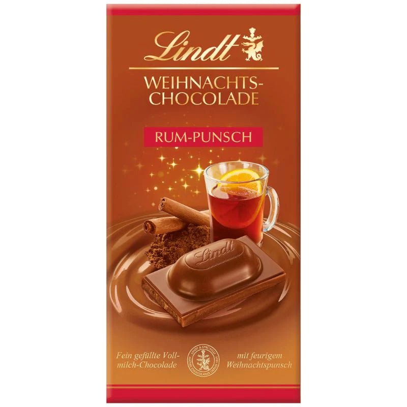 Lindt Christmas chocolate rum punch bar 100g - Candy Mail UK