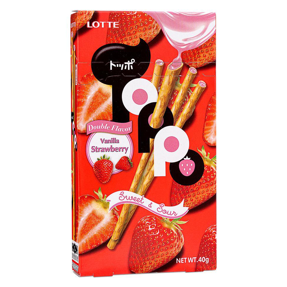 Lotte Toppo Vanilla Strawberry 40g Best Before 18th July 2023 - Candy Mail UK