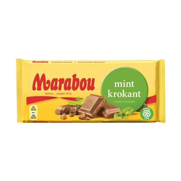 Marabou Crispy Mint and Caramel Almond Chocolate Block (Sweden) 200g - Candy Mail UK