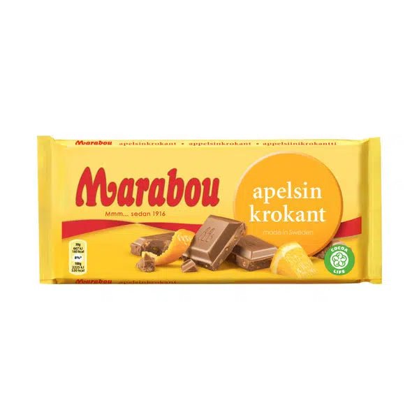 Marabou Crispy Orange and Caramel Almond Chocolate Block (Sweden) 200g - Candy Mail UK