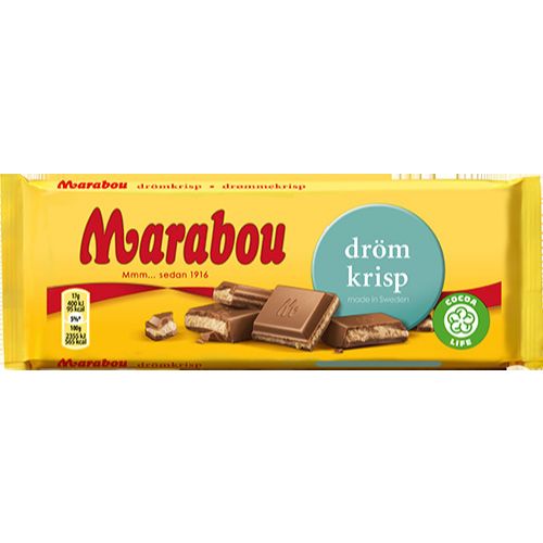 Marabou Drom Krisp (Hazelnut Nougat) Chocolate Block (Sweden) 100g best best before 1st November 2023 - Candy Mail UK