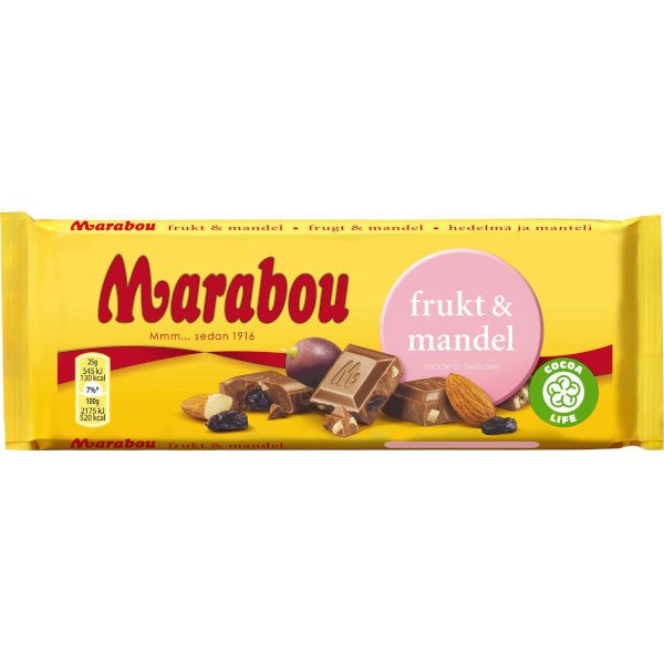 Marabou Frukt and Mandel Chocolate Bar (Sweden) 100g - Candy Mail UK