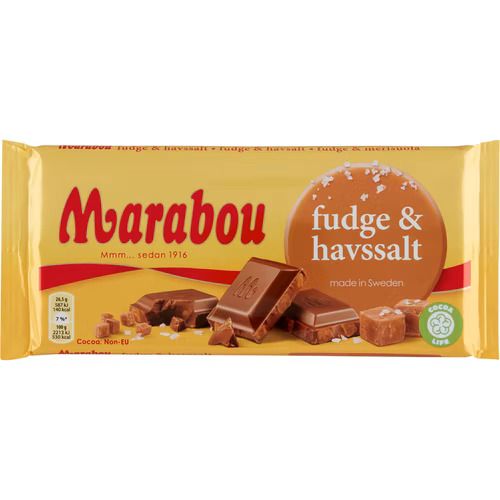 Marabou Fudge and Seasalt Chocolate Block (Sweden) 185g - Candy Mail UK