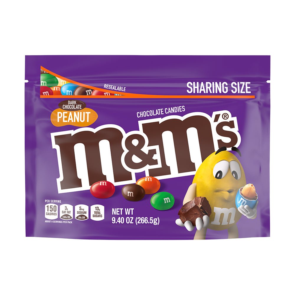 M&Ms Dark Chocolate Peanut Share Size Bag 266g - Candy Mail UK