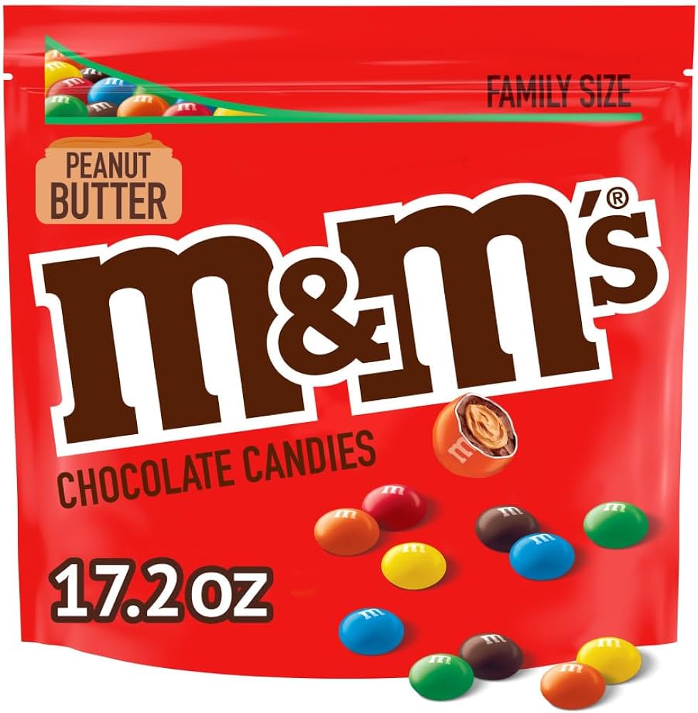 M&Ms Peanut Butter Family Size Bag 487g - Candy Mail UK