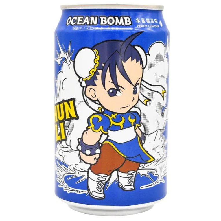 Ocean Bomb Street Fighter Chun Li Peach Iced Tea 330ml - Candy Mail UK