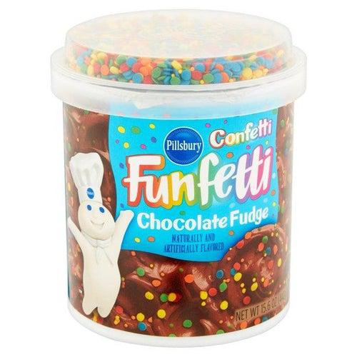 Pillsbury Funfetti Chocolate Fudge Frosting 443g Best Before 17th October 2021 - Candy Mail UK